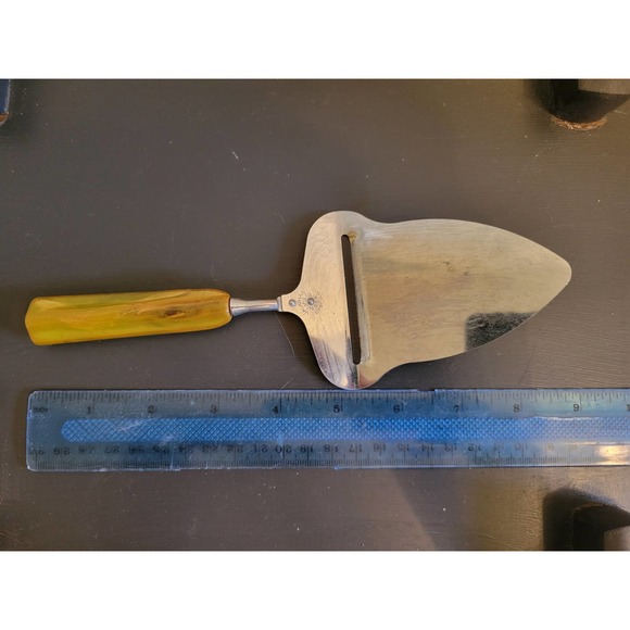 Vintage Vaughan Stainless Steel Cheese Slicer/Server - Green Handle -Made in USA - Picture 7 of 7